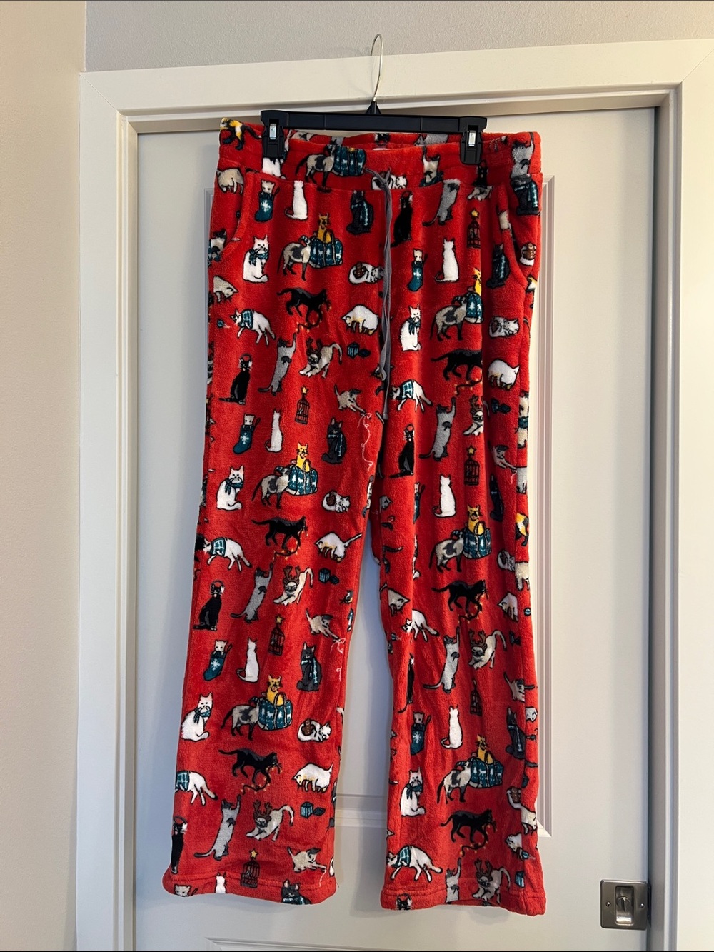 Vera Bradley Red Fleece Pajama Pants with Cat & Dog Print